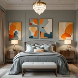Gray-Sage-Orange-Teal-Blog-Bedroom-G3 How to Create a Cozy Bedroom Using Teal, Gray-Sage & Orange