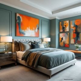 Gray-Sage-Orange-Teal-Blog-Bedroom-G4 How to Create a Cozy Bedroom Using Teal, Gray-Sage & Orange