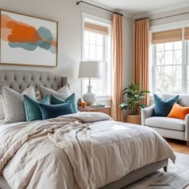Gray-Sage-Orange-Teal-Blog-Bedroom-G7 How to Create a Cozy Bedroom Using Teal, Gray-Sage & Orange