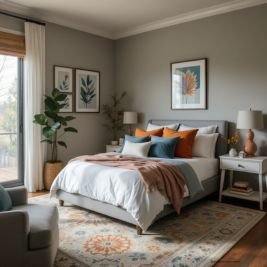Gray-Sage-Orange-Teal-Blog-Bedroom-G8 How to Create a Cozy Bedroom Using Teal, Gray-Sage & Orange